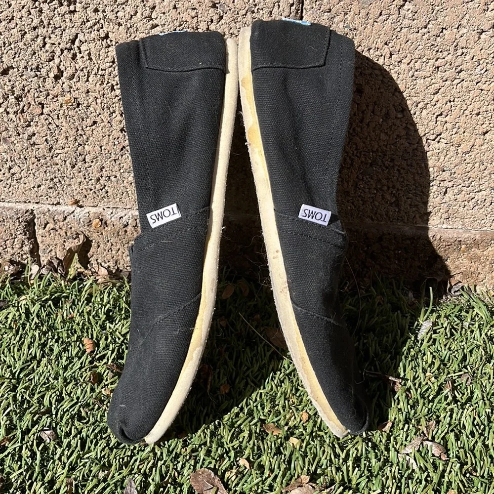 TOMS Men's Black Canvas Classic Alpargata Slip On Shoes Size 10 Low Top Casual